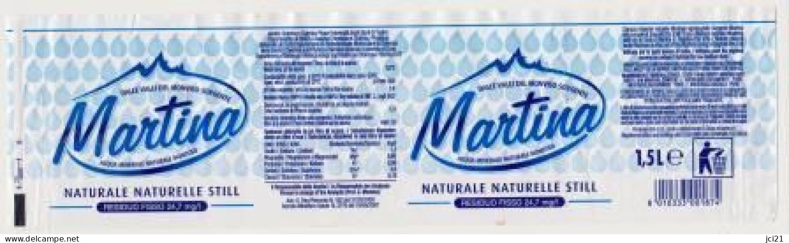 Étiquette D'eau Minérale Italienne " MARTINA "  _Ee54 - Altri & Non Classificati