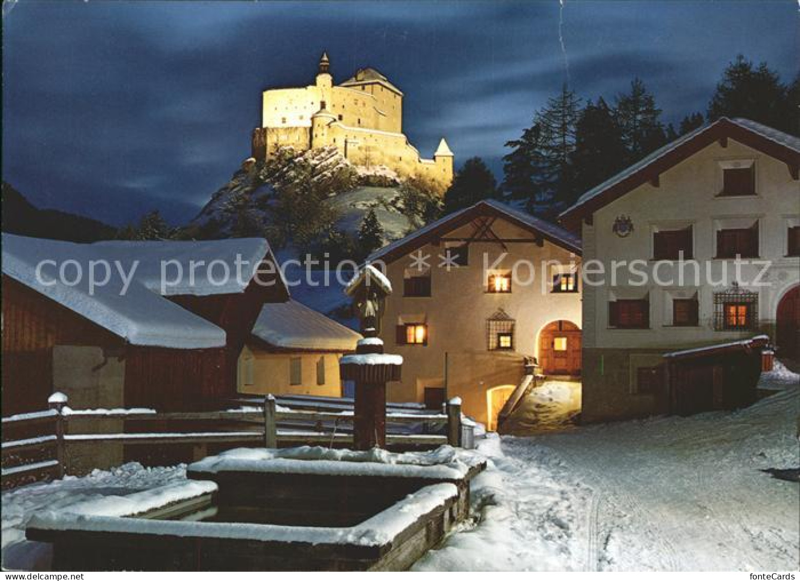 11875248 Tarasp Bei Nacht Dorfpartie Schloss Tarasp - Sonstige & Ohne Zuordnung