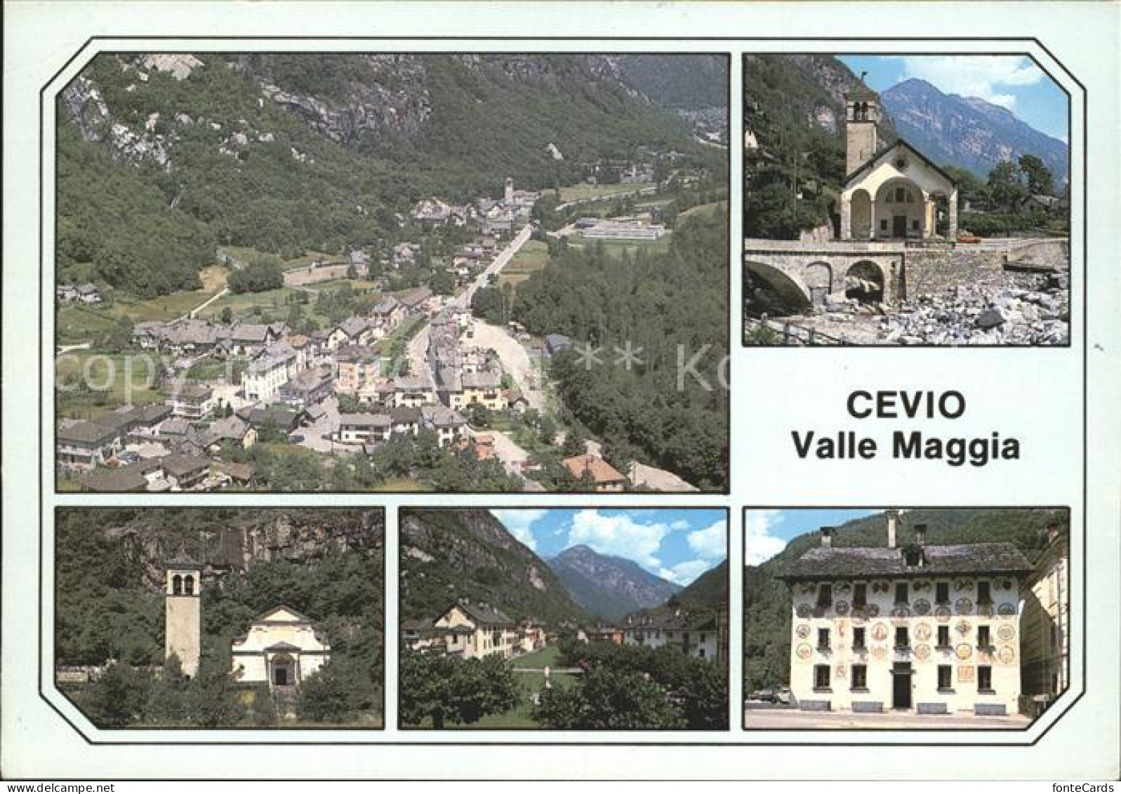 11875194 Cevio Valle Maggia Totalansicht Kirche Bemaltes Haus Cevio - Autres & Non Classés