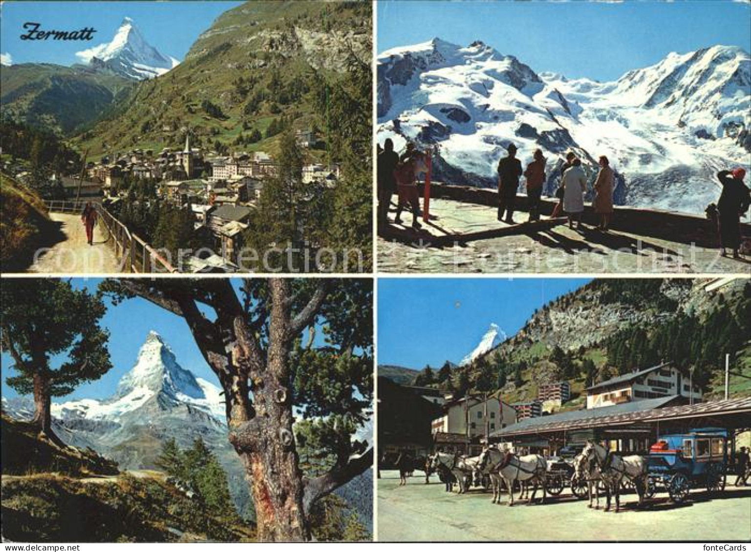11875152 Zermatt VS Mit Riffelalp Gornergrat Bahnhofplatz Pferdekutschen  - Otros & Sin Clasificación