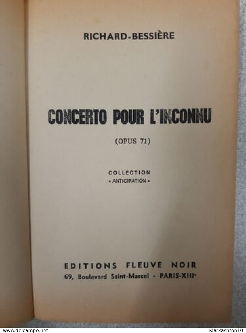 Concerto Pour L'inconnu - Sonstige & Ohne Zuordnung