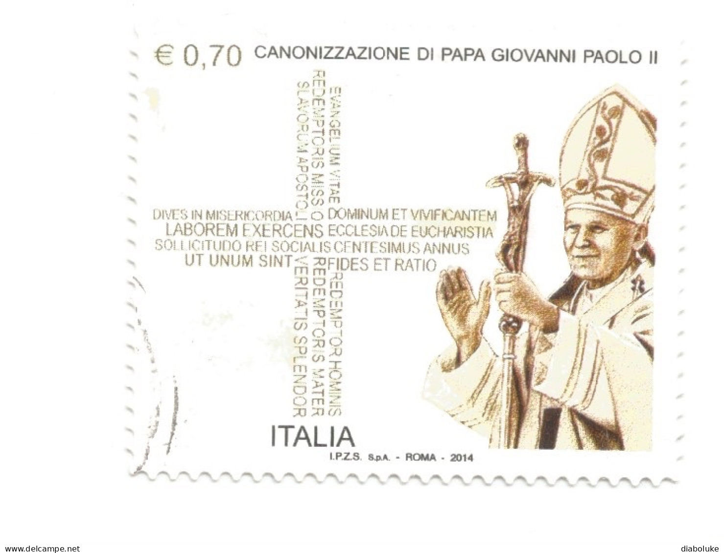 (REPUBBLICA ITALIANA) 2014, CANONIZZAZIONE DI PAPA GIOVANNI PAOLO II - Serie Di 1 Francobollo Usato - 2011-20: Usados