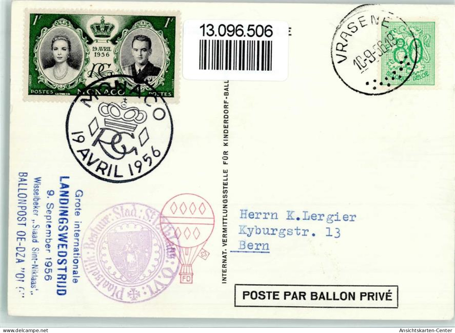 13096506 - Ballonpost 1956 AK - Montgolfières