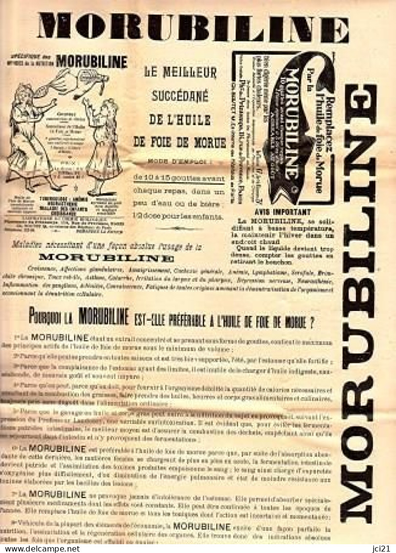 Dépliant De 2 Feuilles Sur La MORUBILINE (Huile De Foie De Morue) _RLVP25 - Advertising