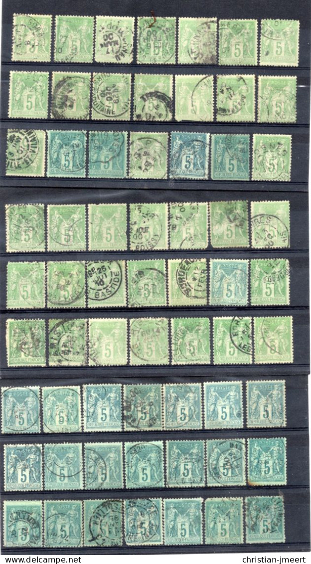 France Type Sage   63 Timbres Pour Recherches - 1876-1898 Sage (Tipo II)
