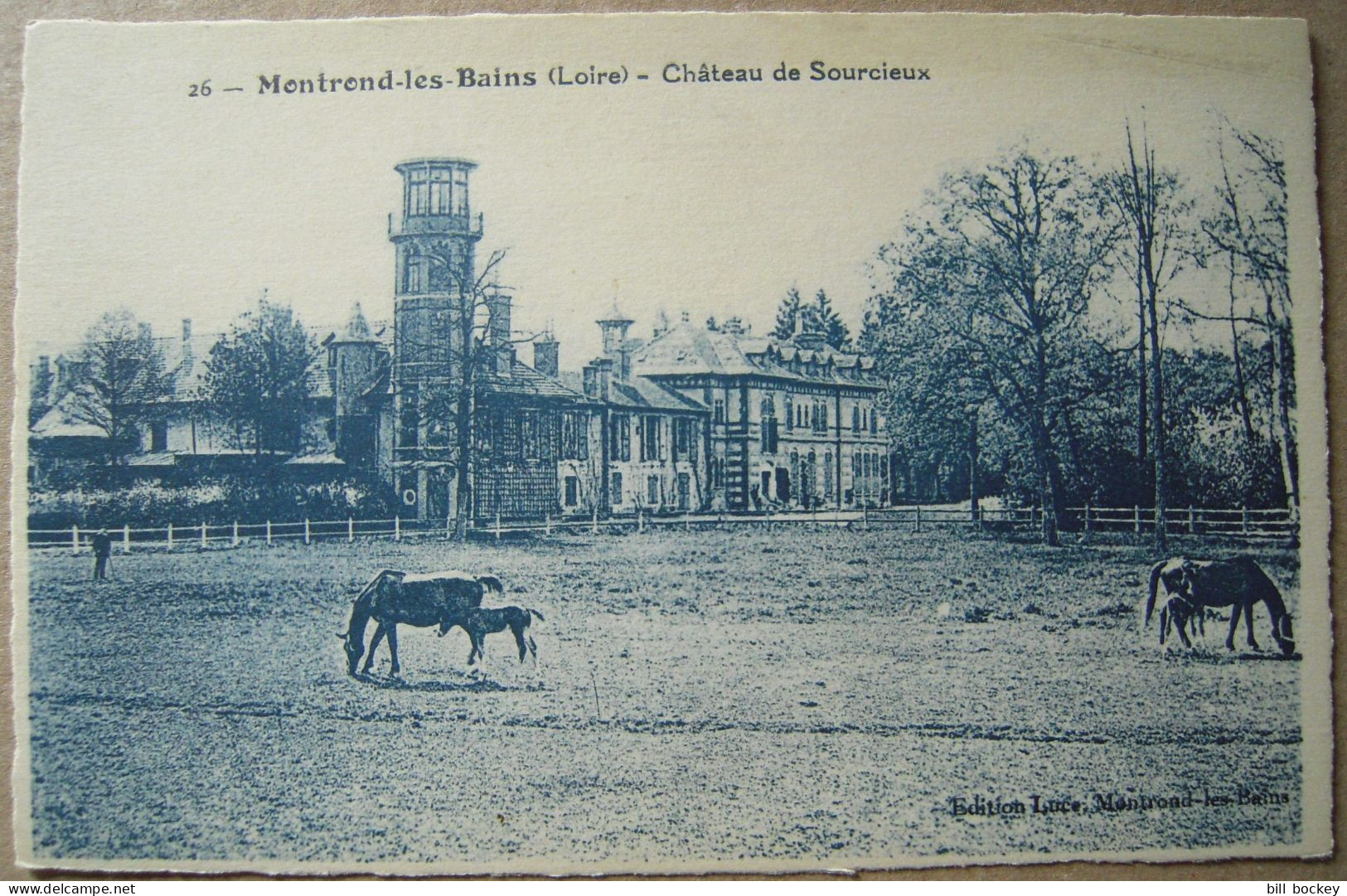 CPA 1920 MONTROND-LES-BAINS Le Château De Sourcieux, Chevaux - Feurs,Montbrison Animée TBE - Feurs