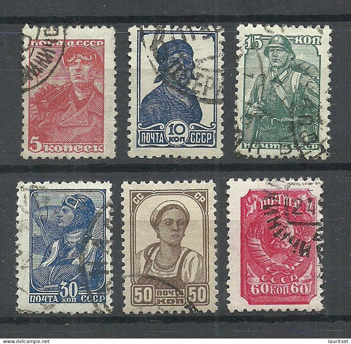 RUSSLAND RUSSIA 1939/56 = 6 Values From Set Michel 672 - 684 O - Usados