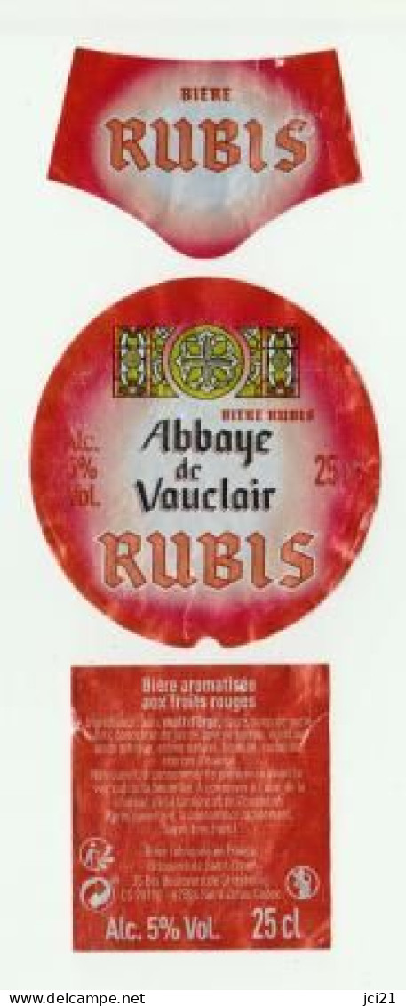 Etiquette, Contre étiquette Et Collerette De Bière D'Abbaye "VAUCLAIR RUBIS" (1071)_Eb259 - Bière