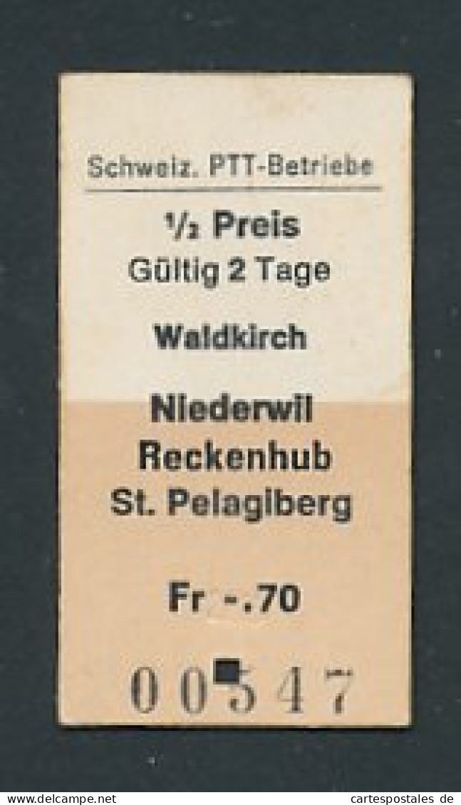 Fahrkarte Waldkirch - Niederwil - Reckenhub - St. Pelagiberg  - Sonstige & Ohne Zuordnung