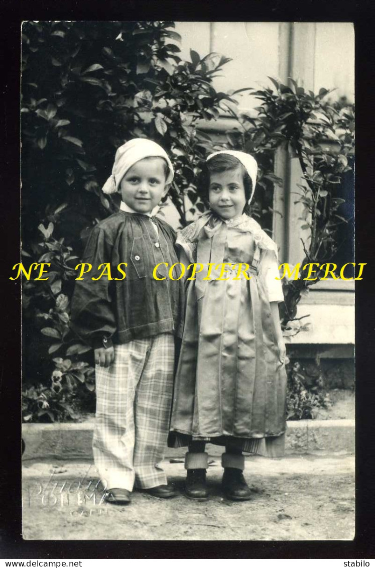 14 - CAEN - ENFANTS EN COSTUMES  - STUDIO POLMA - CARTE PHOTO ORIGINALE - Caen