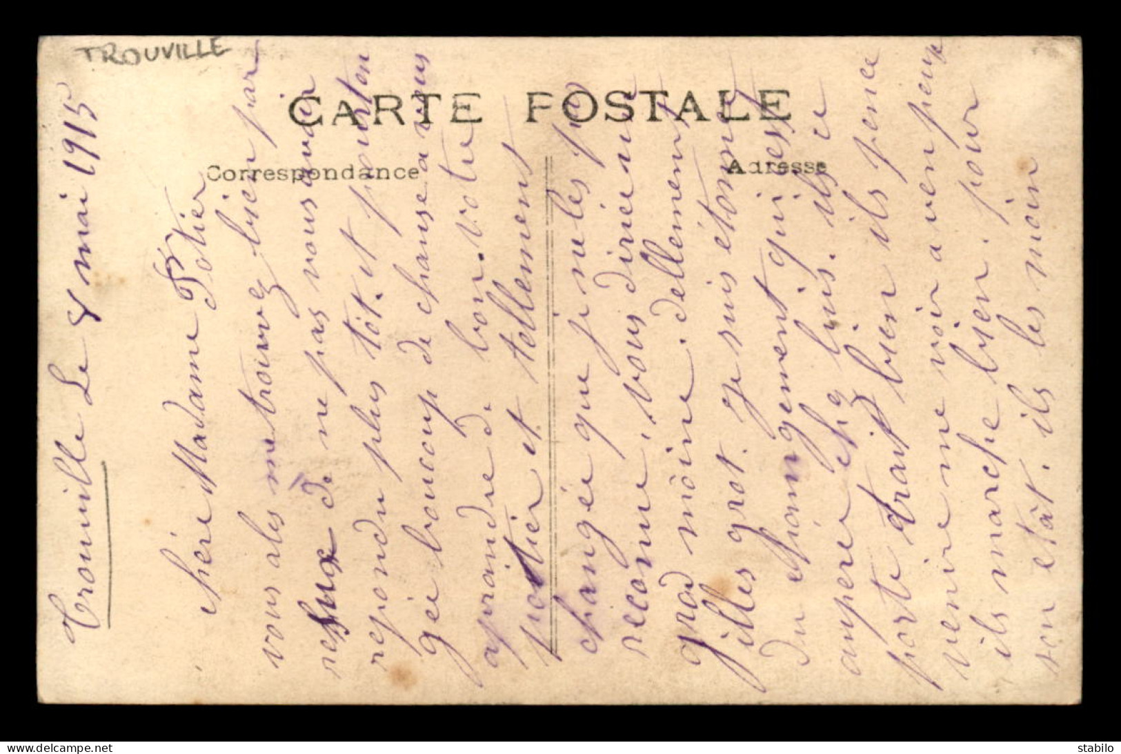 14 - TROUVILLE - PROPRIETE - MAI 1915 - CARTE PHOTO ORIGINALE - Trouville