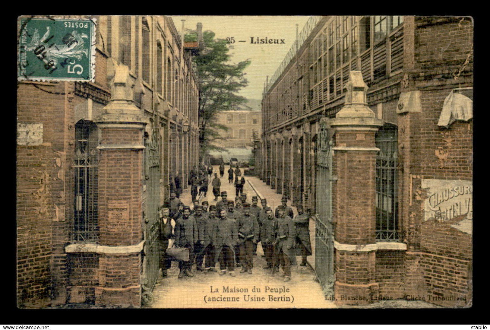 14 - LISIEUX - LA MAISON DU PEUPLE, ANCIENNE USINE BERTIN - CARTE TOILEE ET COLORISEE - Lisieux