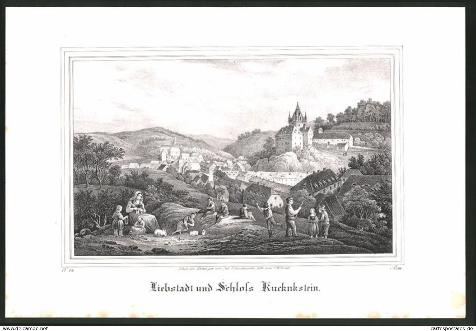 Lithographie Liebstadt, Schloss Kuckukstein, Lithographie Um 1835 Aus Saxonia  - Litografia