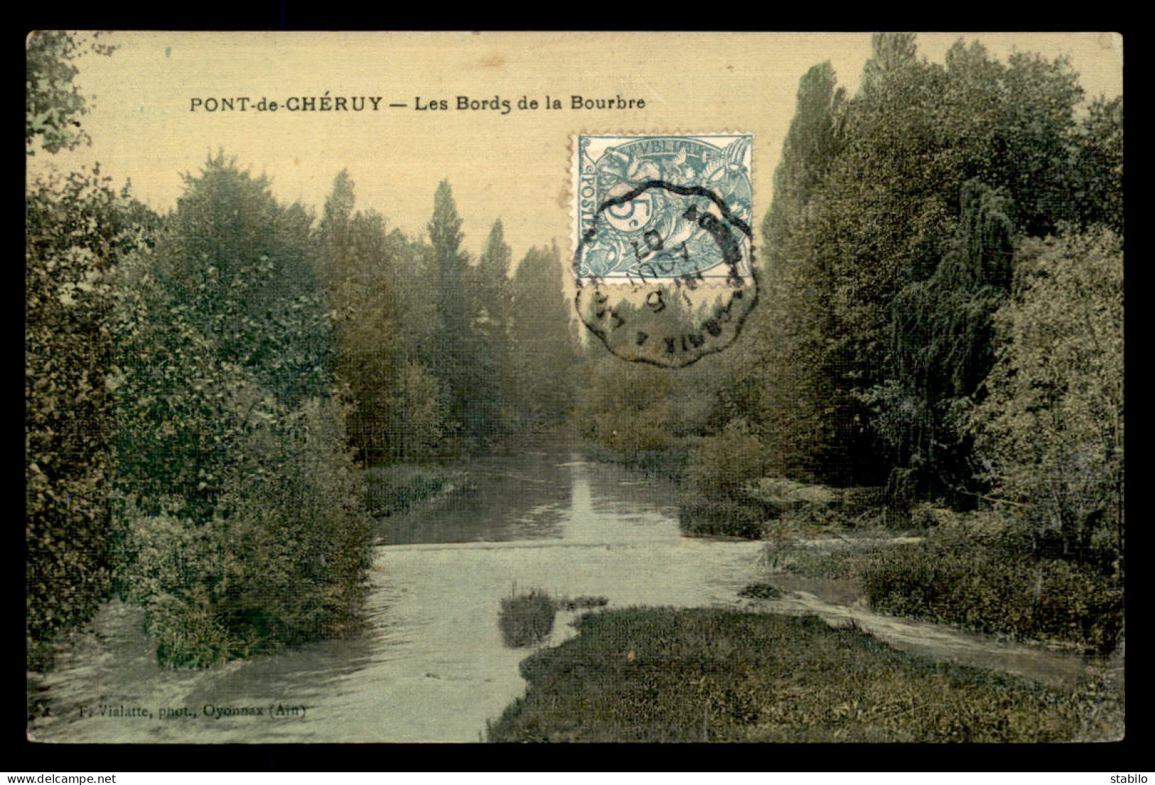 38 - PONT-DE-CHERUY - LES BORDS DE LA BOURBRE - CARTE TOILEE ET COLORISEE - Pont-de-Chéruy