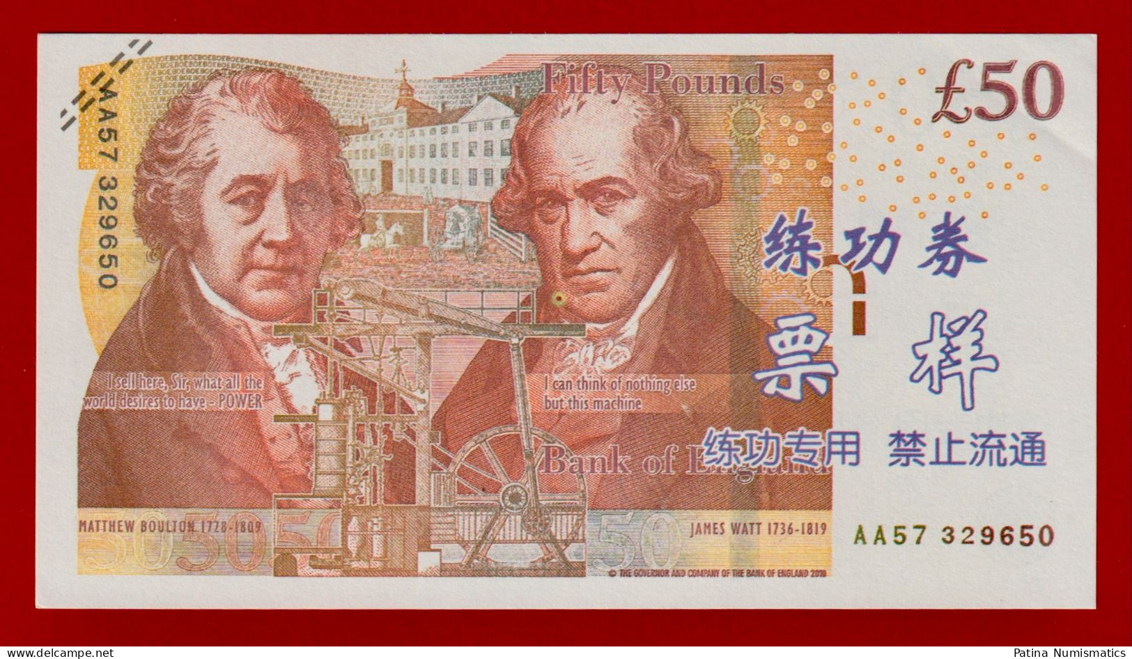 REPLIKA GREAT BRITAIN 50 Pounds  CHINESE TRAINING NOTE REPRODUKTION - Altri – Europa