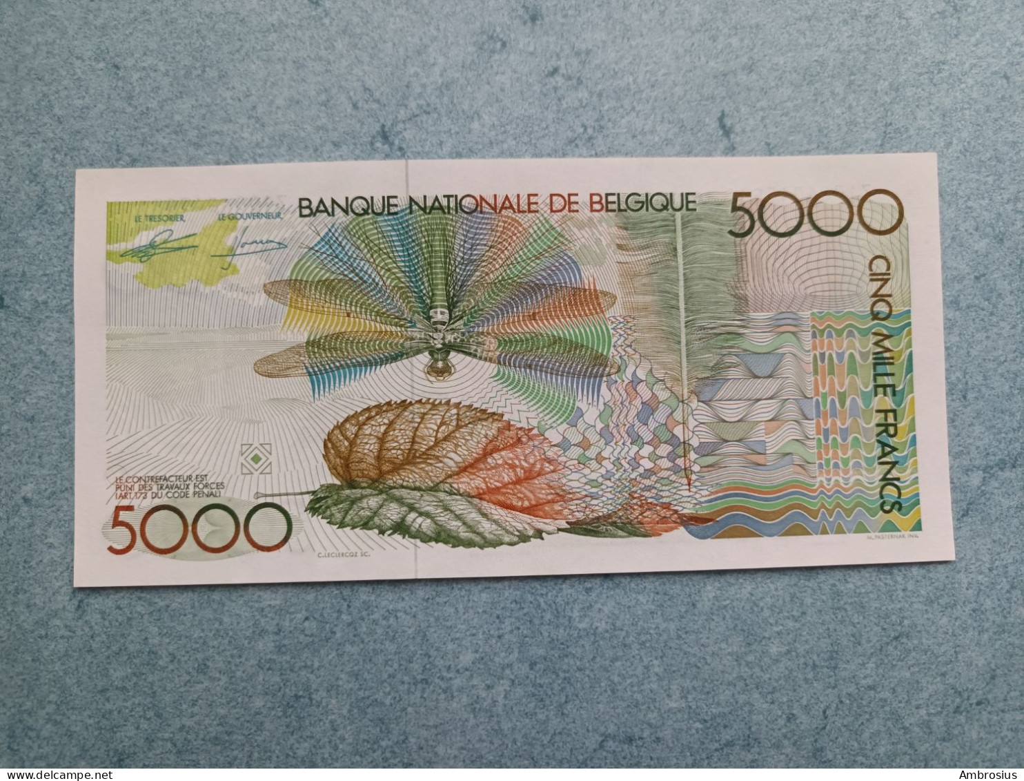 Belgium # P145#Banque Nationale 5000 Francs Uncirculated EPQ - 5000 Franchi