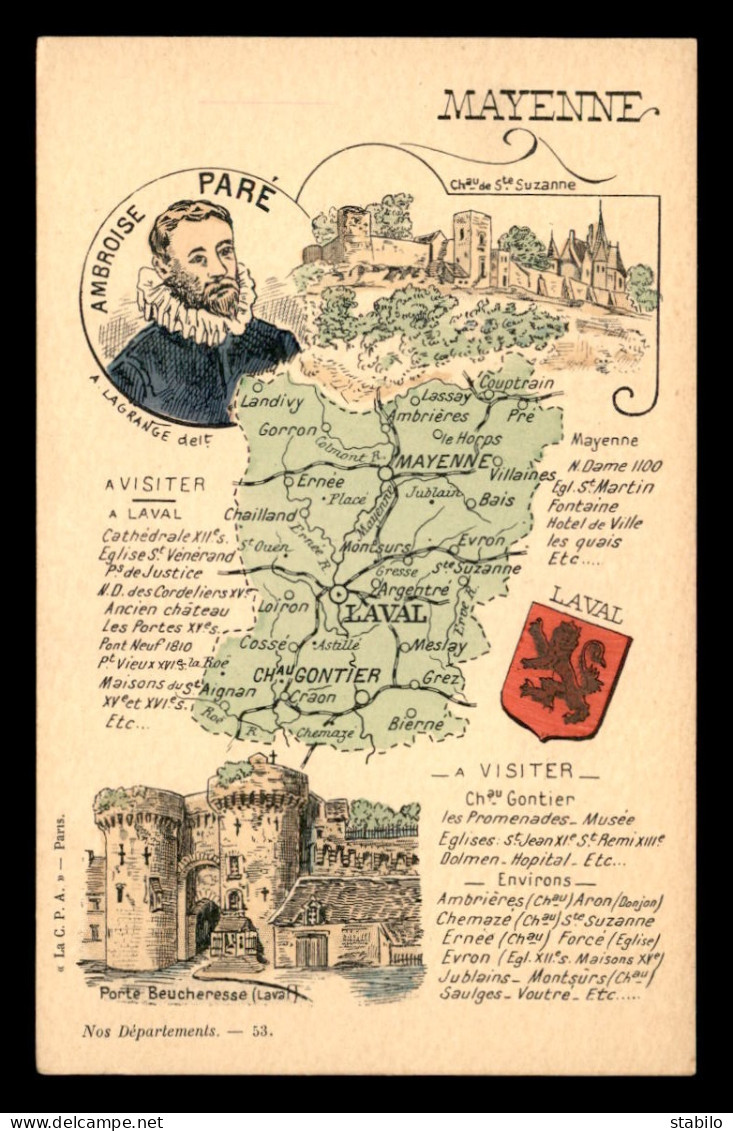 53 - CARTE DU DEPARTEMENT ILLUSTREE  - Autres & Non Classés