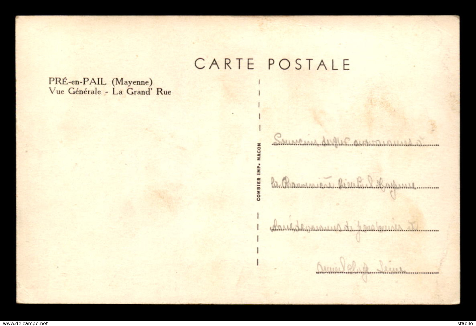 53 - PRE-EN-PAIL - LA GRAND'RUE - CARTE COLORISEE - Pre En Pail