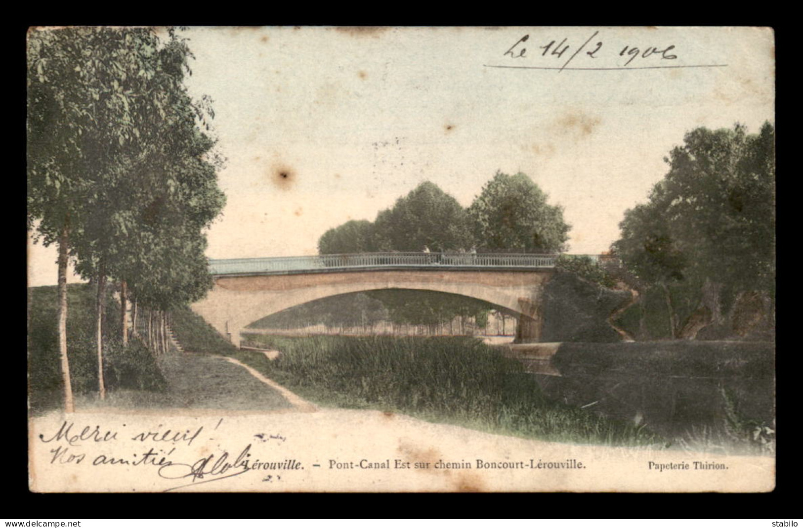 55 - LEROUVILLE - PONT-CANAL EST SUR LE CHEMIN BONCOURT-LEROUVILLE - CARTE COLORISEE - EDITEUR THIRION - Lerouville