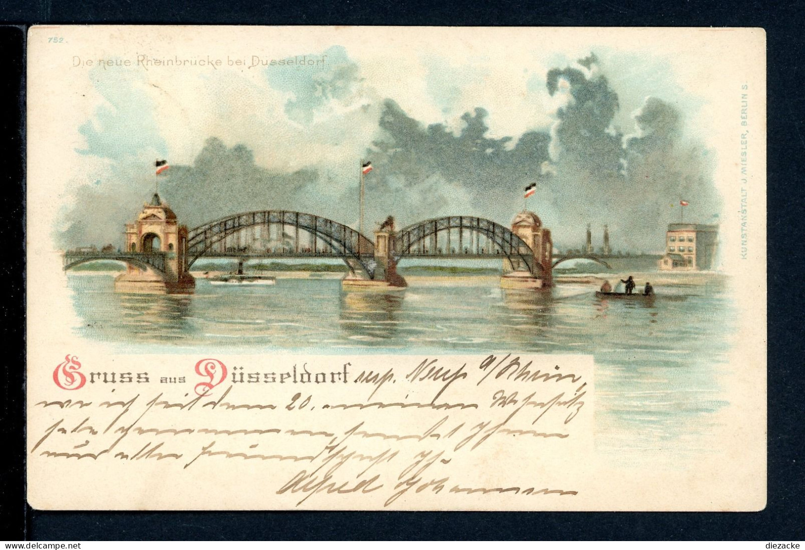 AK Düsseldorf 1899 Oberkasseler Brücke (PK0155 - Otros & Sin Clasificación