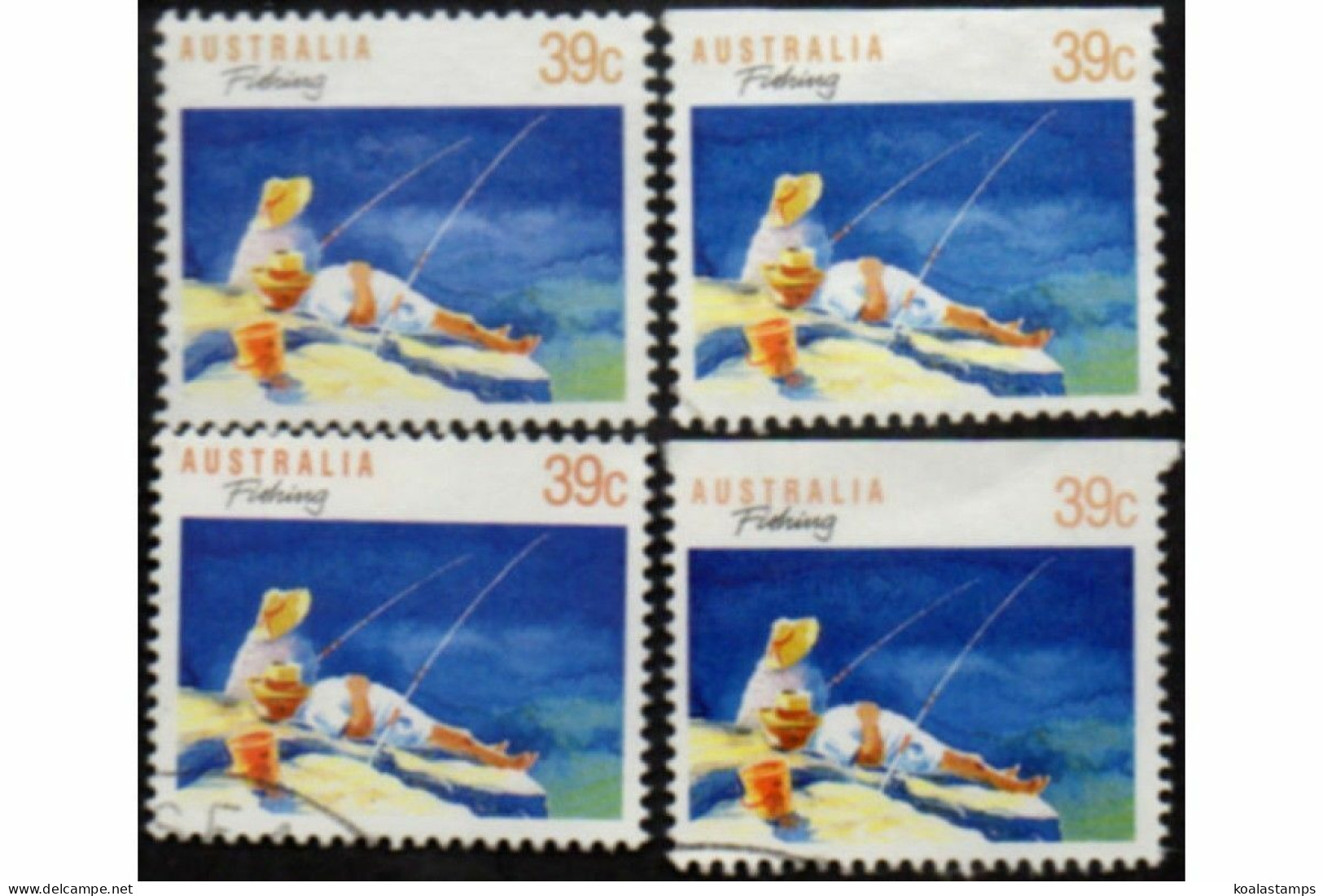 Australia 1989 SG1179 39c Fishing Inc Booklet Issue Both Perfs Set FU - Other & Unclassified