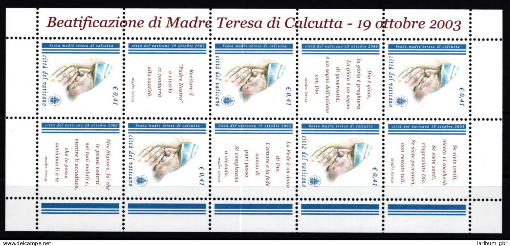Vatikan Kleinbogen 1467 Postfrisch #KS253 - Autres & Non Classés