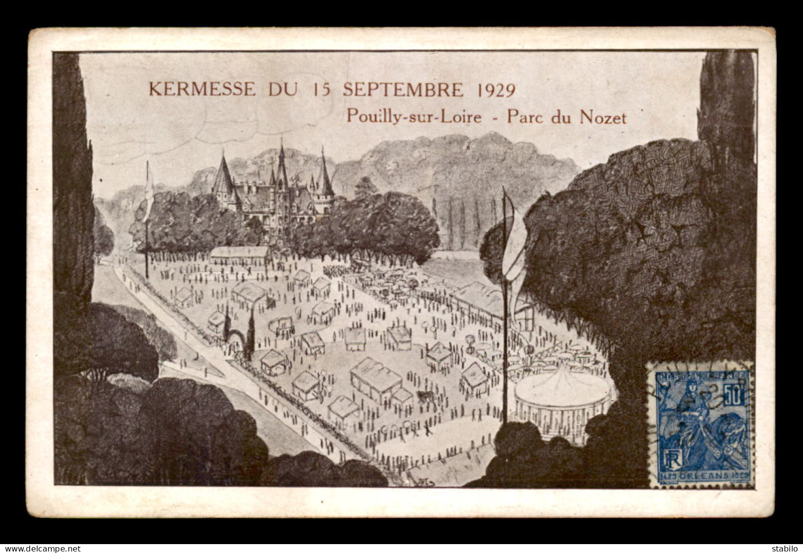 58 - POUILLY-SUR-LOIRE - KERMESSE DU 15 SEPTEMBRE 1929 - PARC DU NOZET - CARTE ILLUSTREE - Pouilly Sur Loire