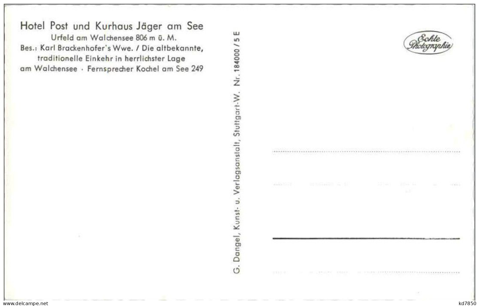 Hotel Post Und Kurhaus Jäger Am See - Urfeld Am Walchensee - Autres & Non Classés