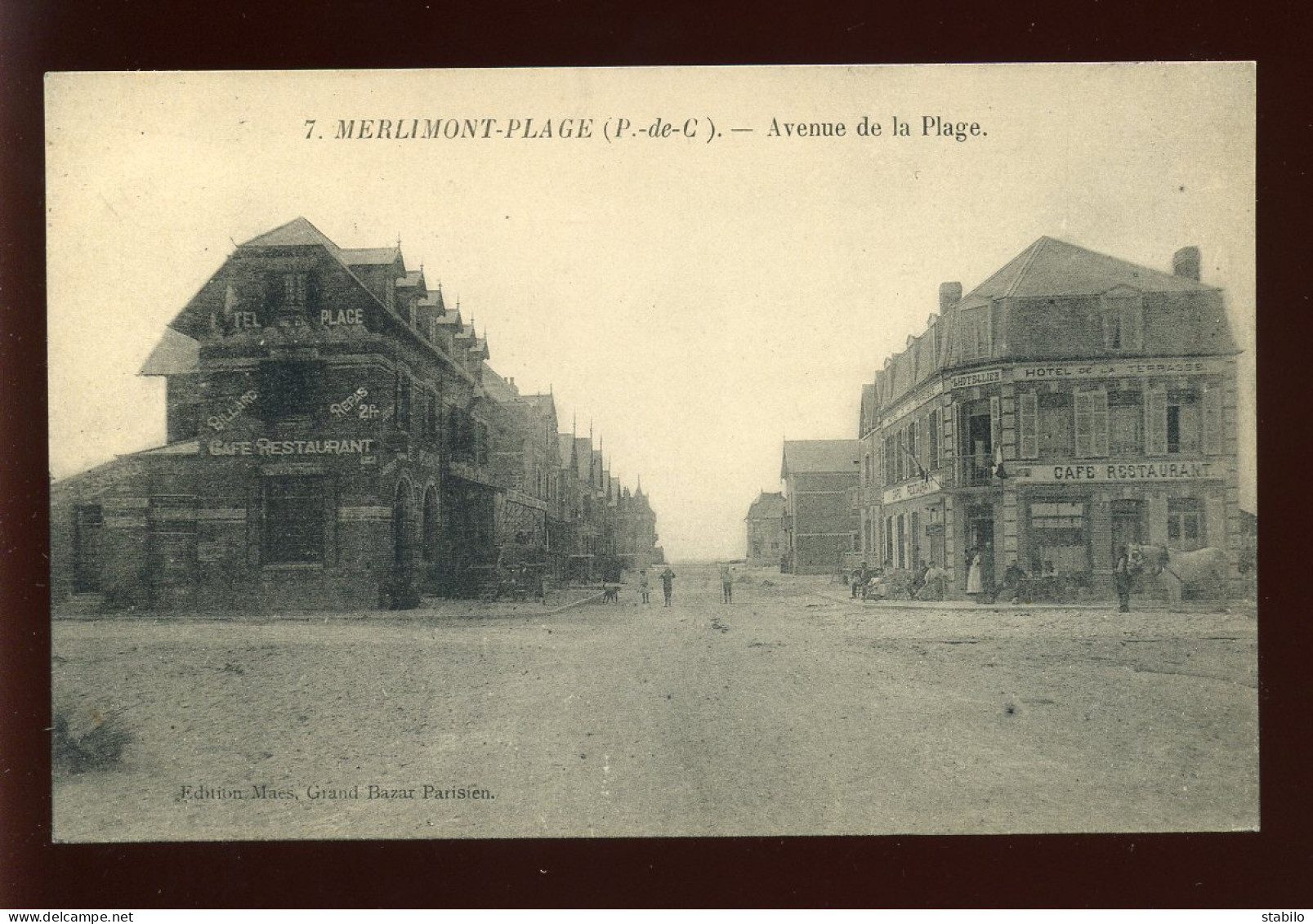 62 - MERLIMONT-PLAGE - AVENUE DE LA PLAGE- CAFES-HOTELS DE LA PLAGE ET DE LA TERRASSE - Altri & Non Classificati