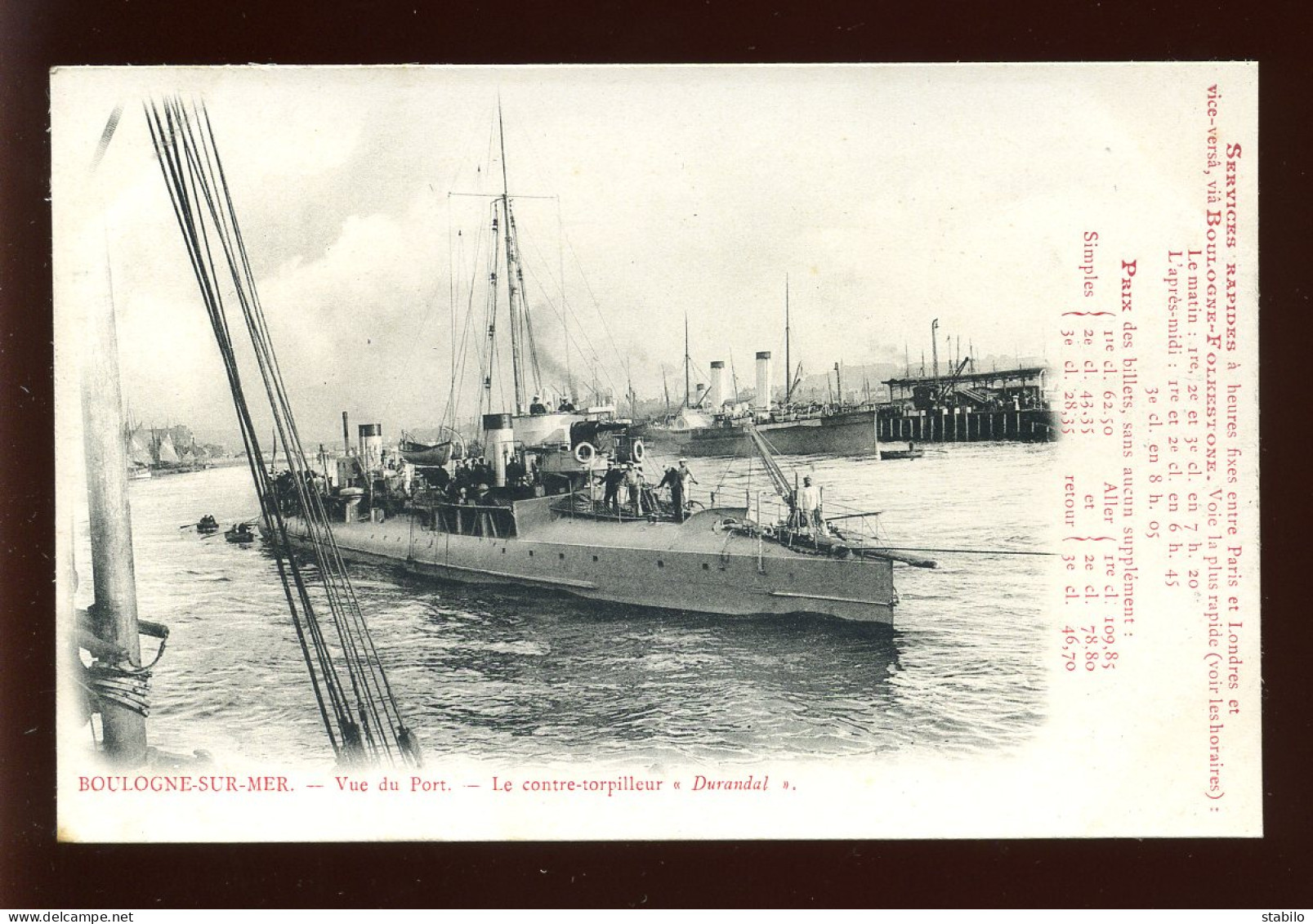 62 - BOULOGNE-SUR-MER - LE CONTRE-TORPILLEUR "DURANDAL" - BATEAU DE GUERRE - Boulogne Sur Mer