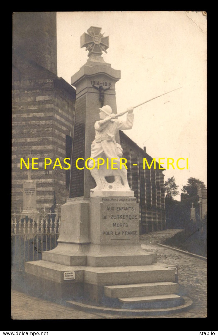 62 - ZUDKERQUE - LE MONUMENT AUX MORTS - CARTE PHOTO ORIGINALE - Altri & Non Classificati