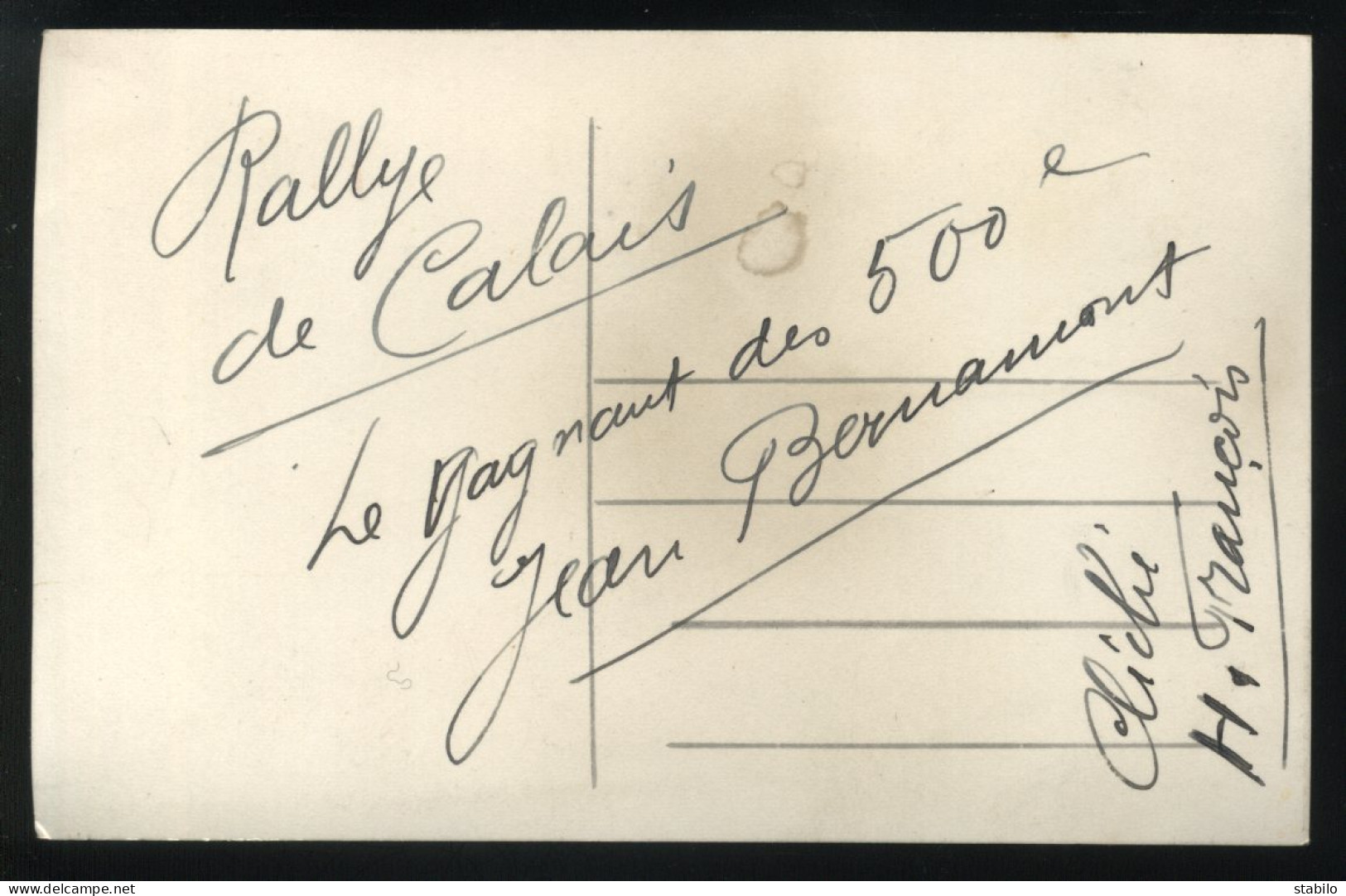 62 - CALAIS - RALLYE CYCLISTE 1936 - LE GAGNANT JEAN BERNAMONT - CARTE PHOTO ORIGINALE - Calais