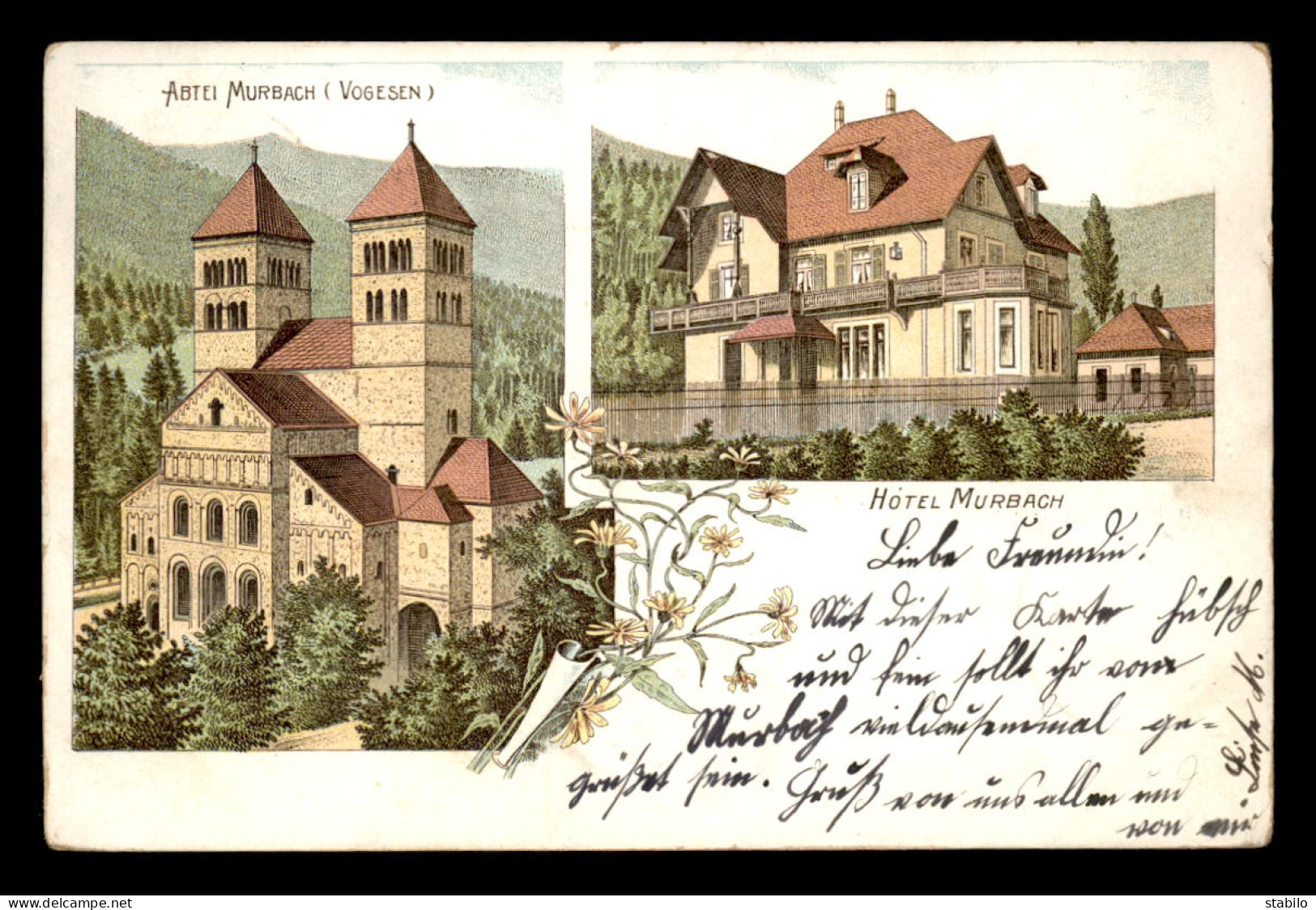 68 - GEBWILLER - GEBWEILER - HOTEL MURBACH - CARTE LITHOGRAPHIQUE - Guebwiller