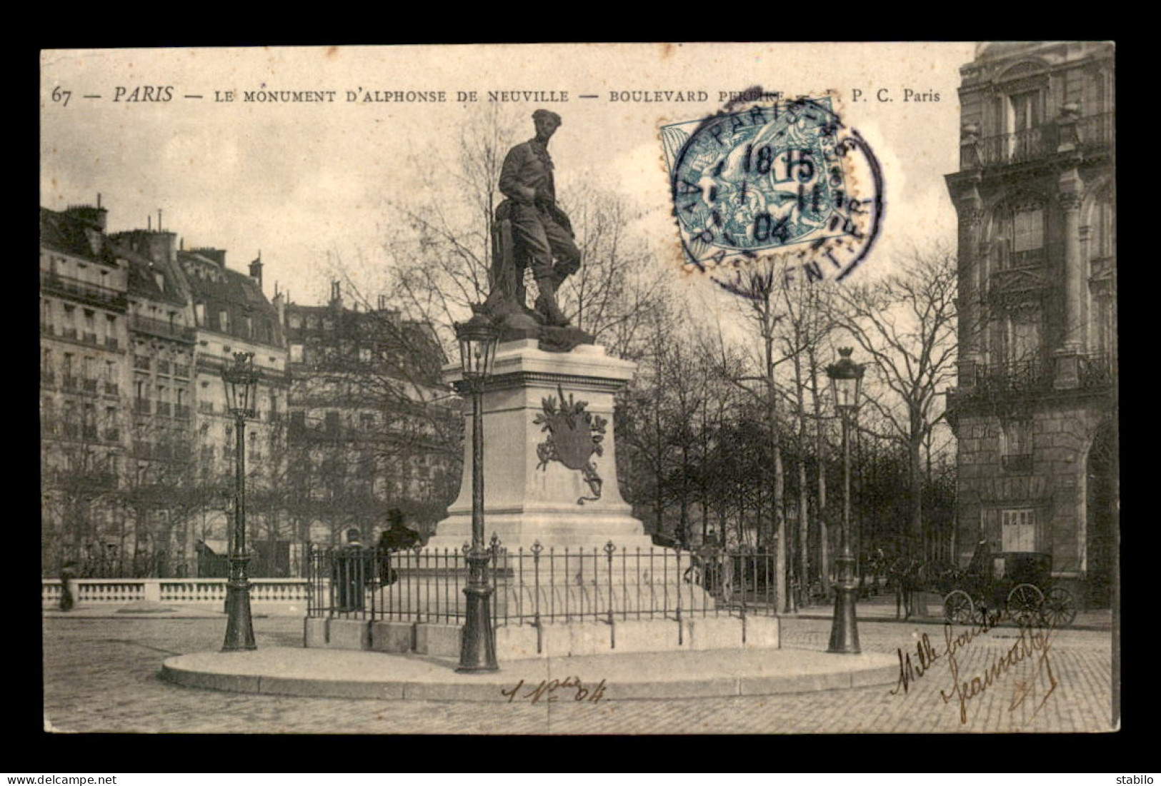 75 - PARIS 17EME - BOULEVARD PEIRERE - STATUE D'ALPHONSE DE NEUVILLE ACTUELLEMENT DETRUITE - Paris (17)