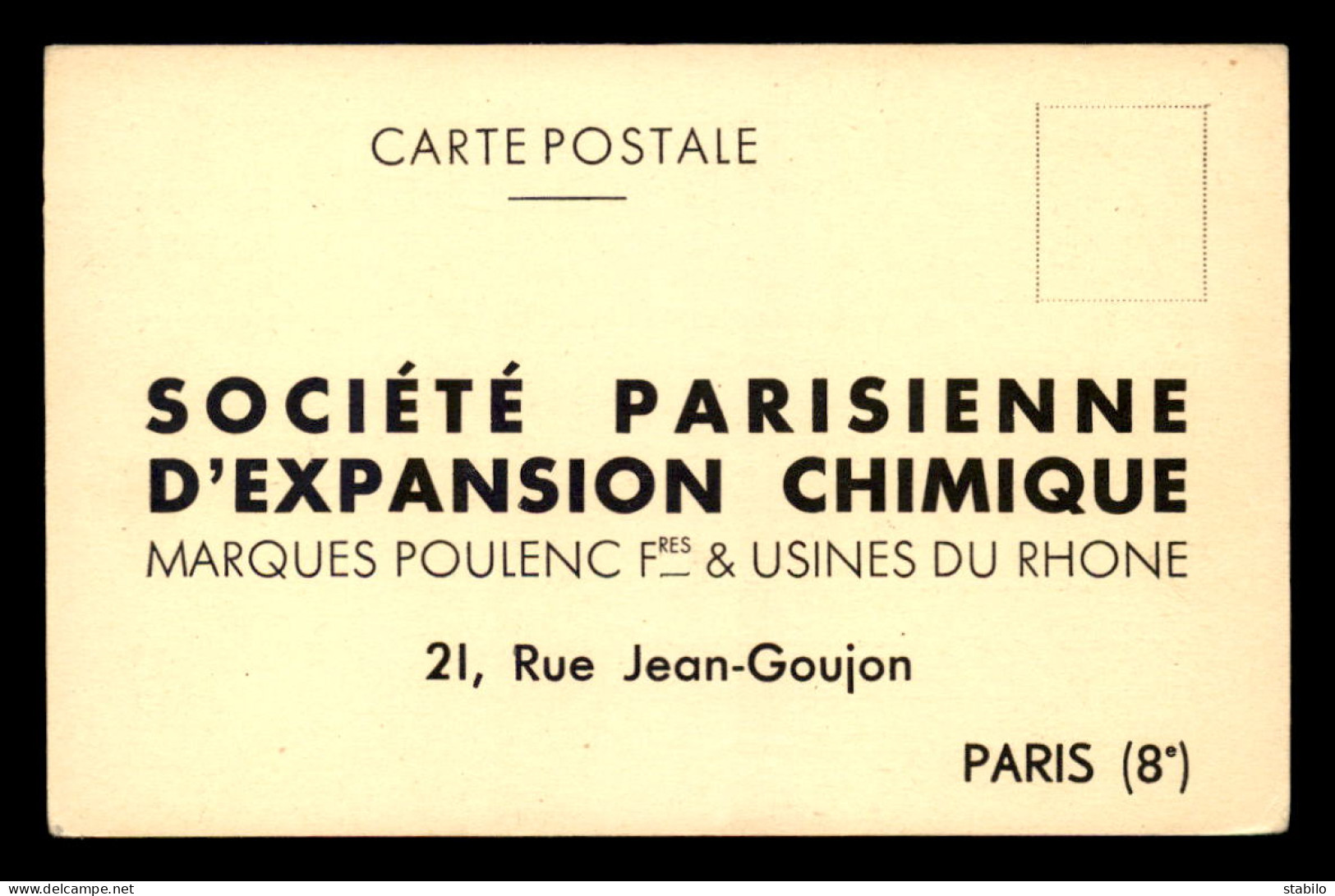 75 - PARIS 8EME - CARTE DE SERVICE - SOCIETE PARISIENNE D'EXPENSION CHIMIQUE, 21 RUE J. GOUJON - Distrito: 08