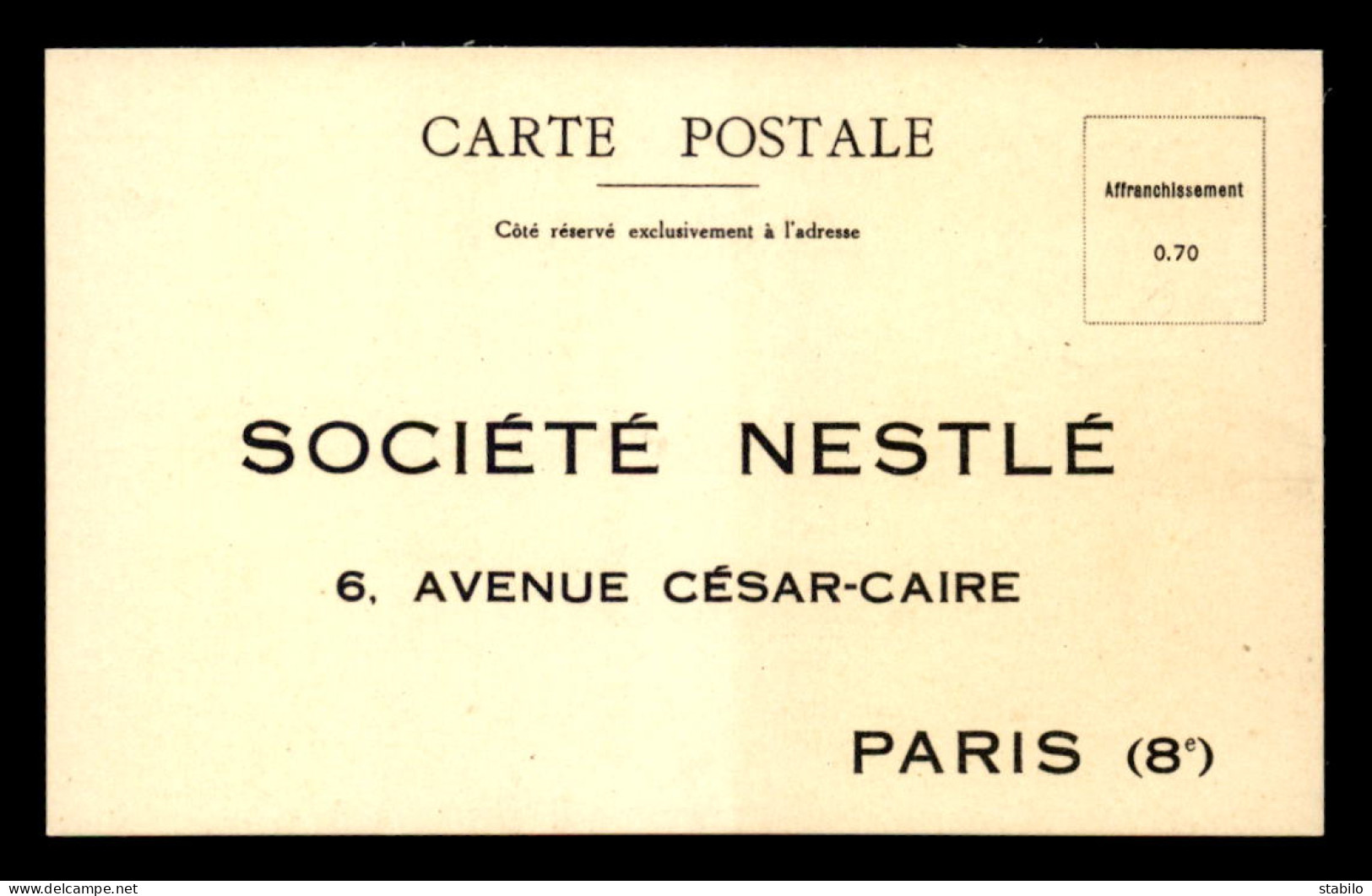 75 - PARIS 8EME - CARTE DE SERVICE - SOCIETE NESTLE, 6 AVENUE CESAR-CAIRE - Distrito: 08