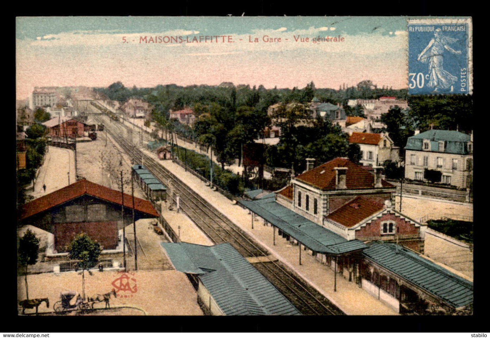 78 - MAISONS-LAFFITTE - LA GARE DE CHEMIN DE FER - CARTE COLORISEE - Maisons-Laffitte