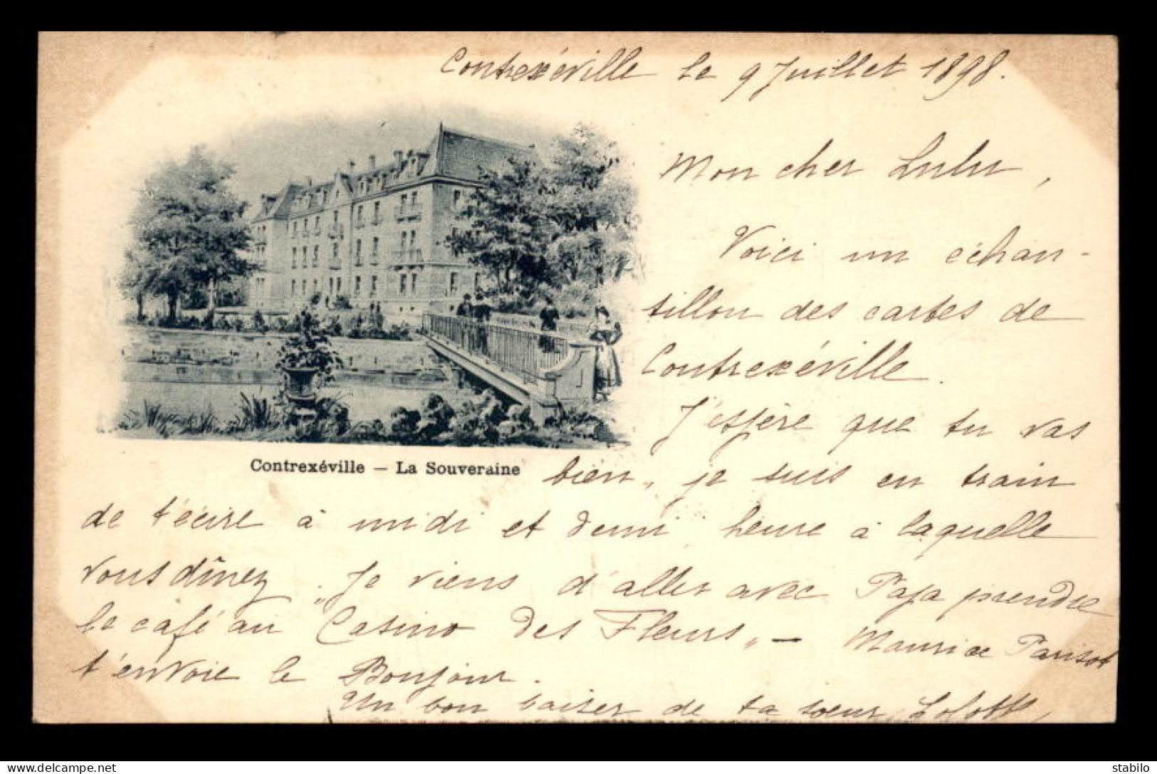 88 - CONTREXEVILLE - LA SOUVERAINE - CARTE PIONNIERE VOYAGE LE 15 JUILLET 1898 - Contrexeville