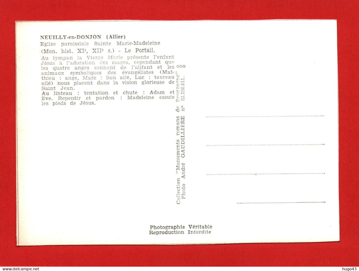 (RECTO / VERSO) SAINT MENOUX - N° 50 - CHAPITEAUX DU CHOEUR - CPSM GF - Other & Unclassified