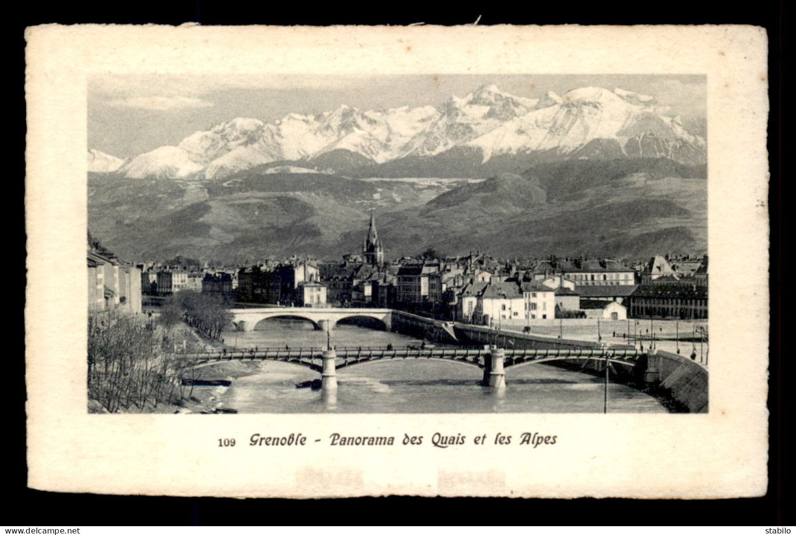 38 - GRENOBLE - GRAVURE - PANORAMA  DES QUAIS ET LES ALPES - Grenoble