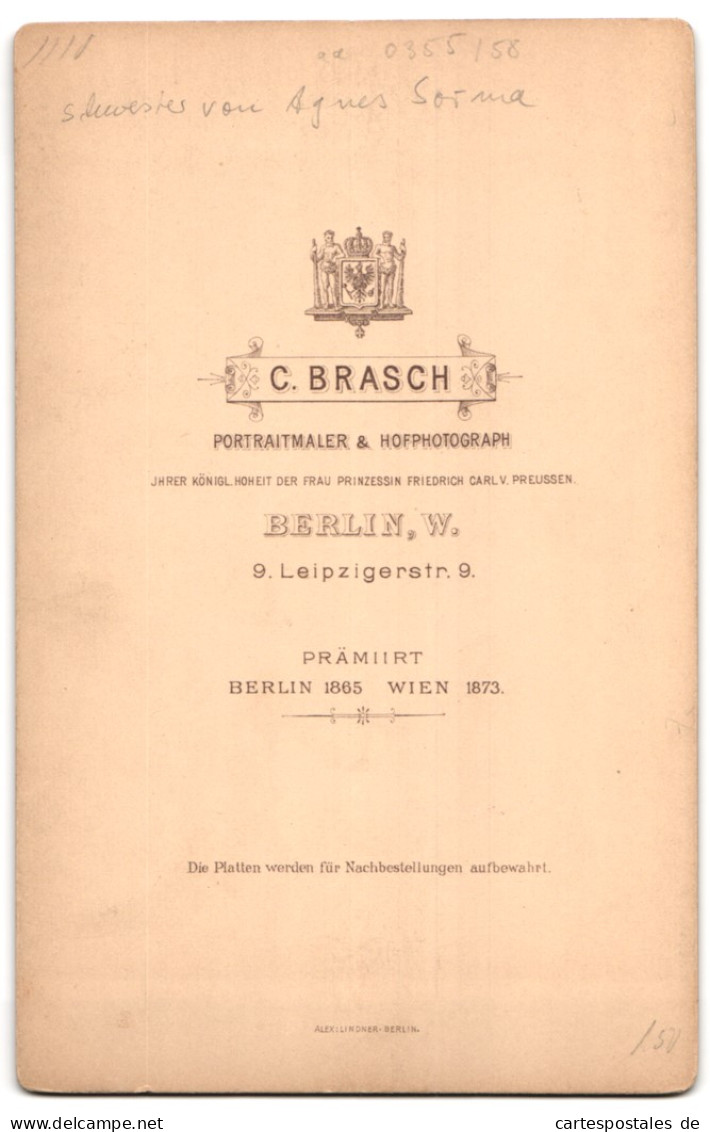 Fotografie C. Brasch, Berlin, Leipzigerstr. 9, Schauspielerin Hedwig Pallatscheck Im Bühnenkostüm, Berliner Theater  - Célébrités