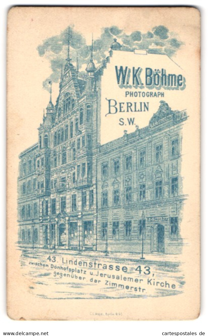 Fotografie W, K. Böhme, Berlin, Lindenstr. 43, Ansicht Berlin, Hausfasade Mit Werbung Für Das Atelier Des Fotografen  - Lieux