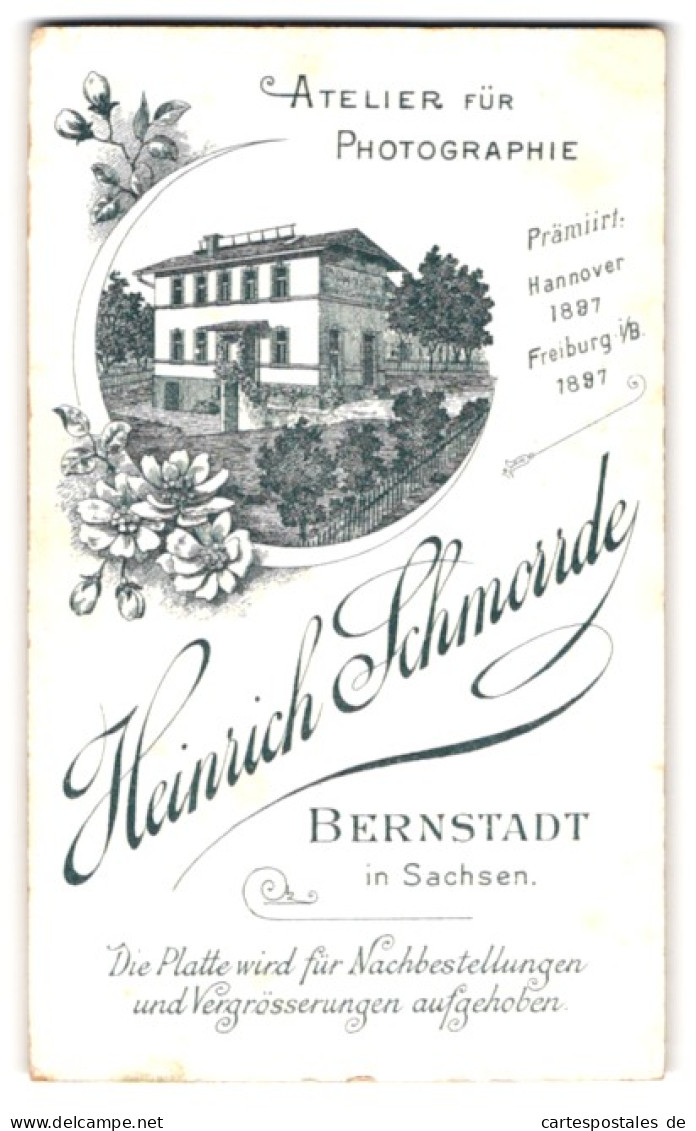 Fotografie Heinrich Schmorrde, Bernstadt I. Sa., Ansicht Bernstadt I. Sa., Ateliersgebäude Mit Gartenpartie  - Lieux