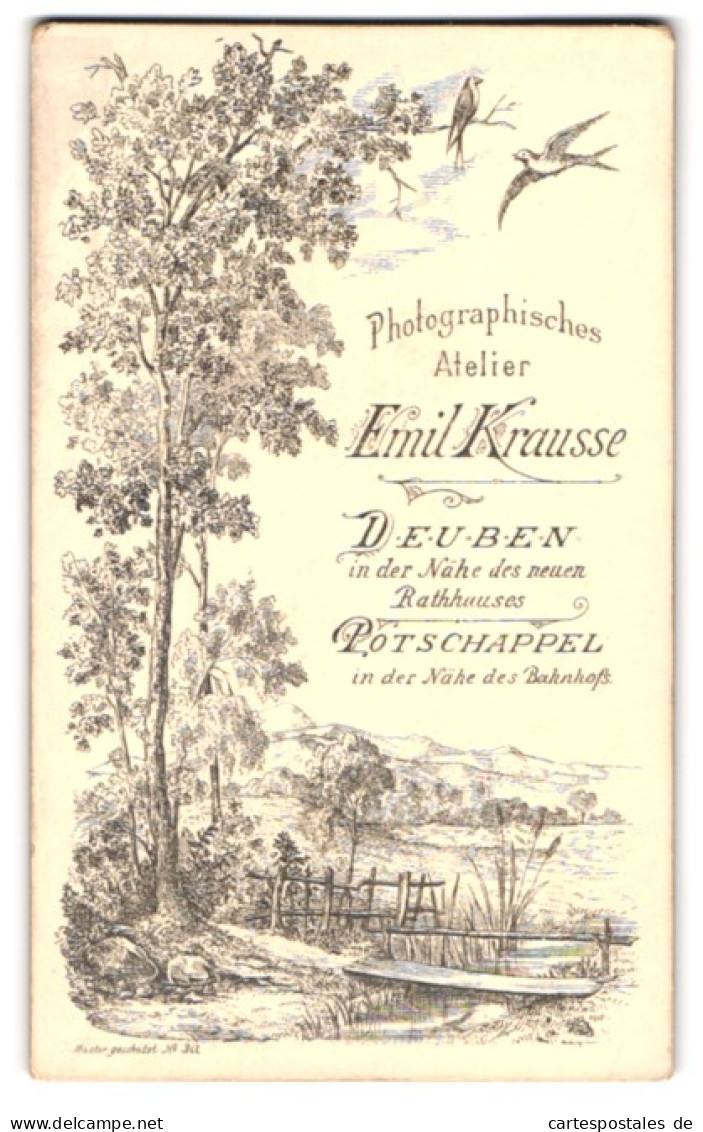 Fotografie Emil Krausse, Deuben, Ansicht Deuben, Seepartie Mit Schwalben Und Bergen  - Places