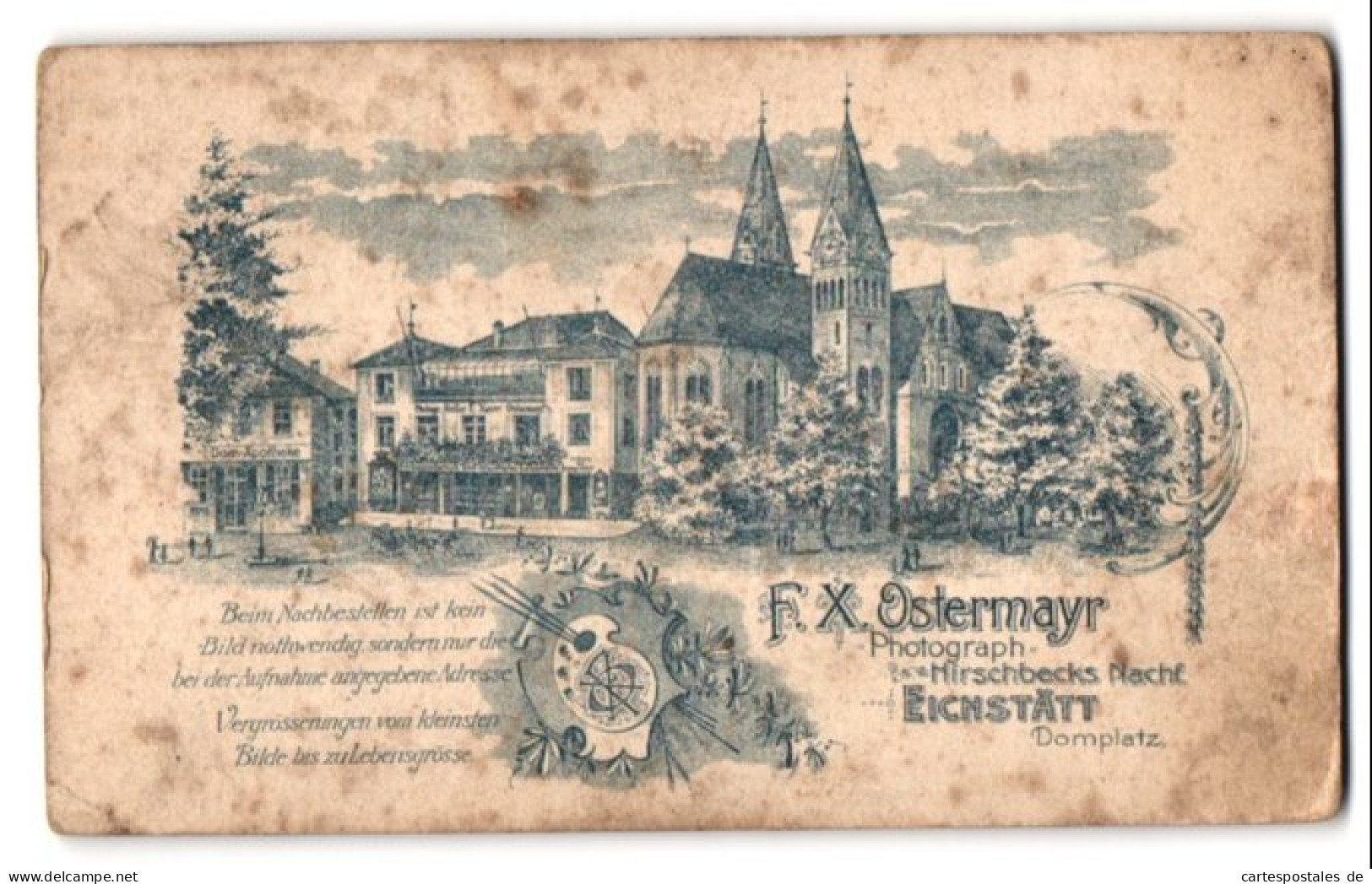 Fotografie F. X. Ostermayr, Eichstätt, Ansicht Eichstätt, Ateliersgebäude Am Domplatz Neben Der Kirche  - Orte