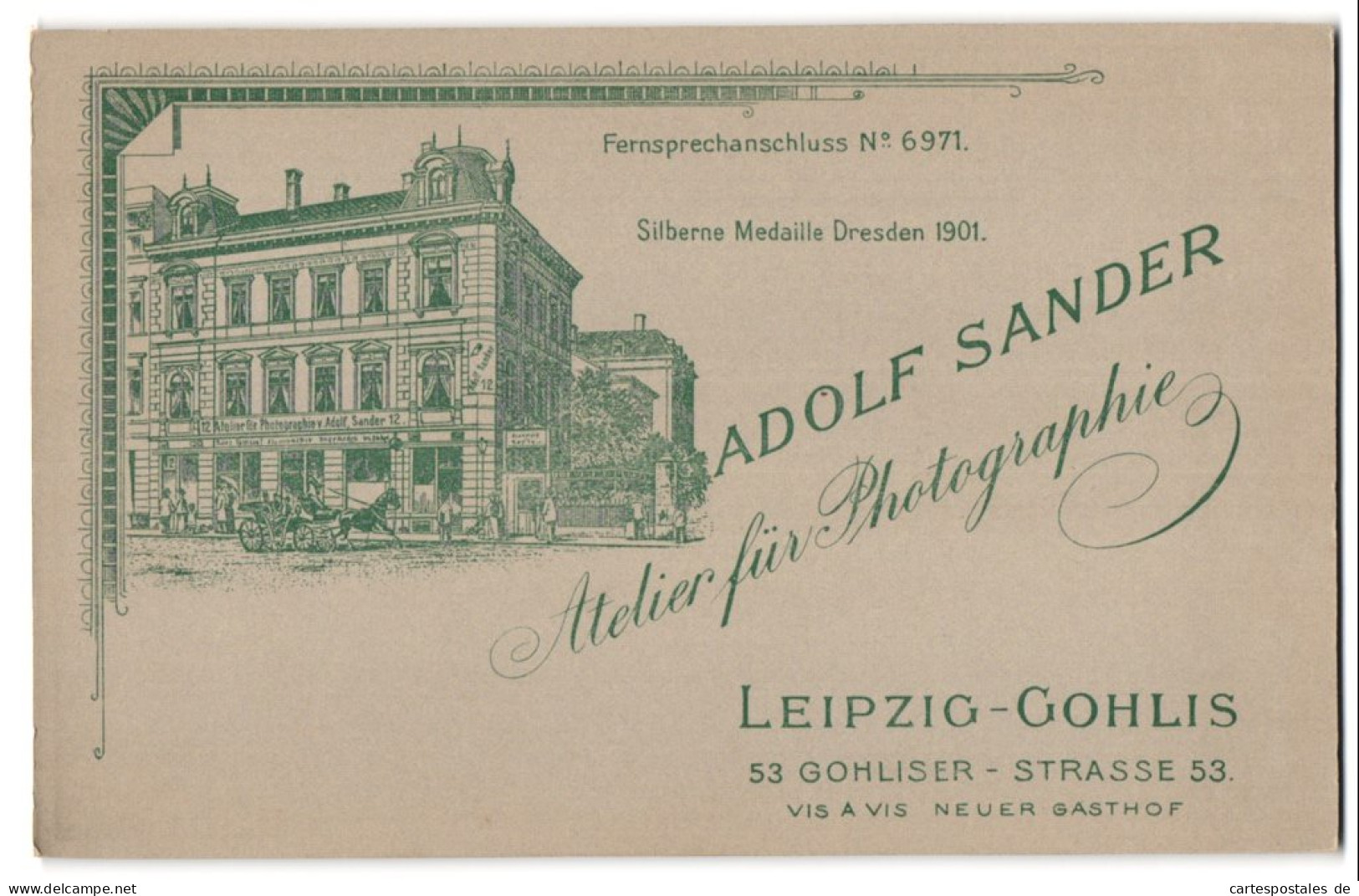Fotografie Adolf Sander, Leipzig, Gohliserstr. 53, Ansicht Leipzig, Fasade Des Ateliersgebäudes  - Orte