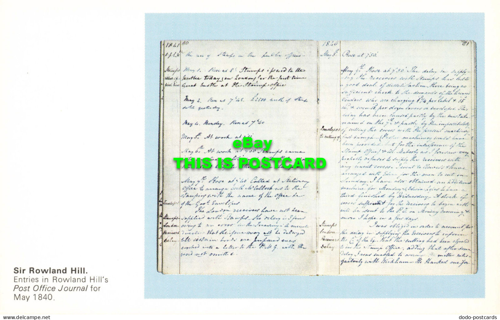R574230 Sir Rowland Hill. Entries In Rowland Hills Post Office Journal For May 1 - Monde