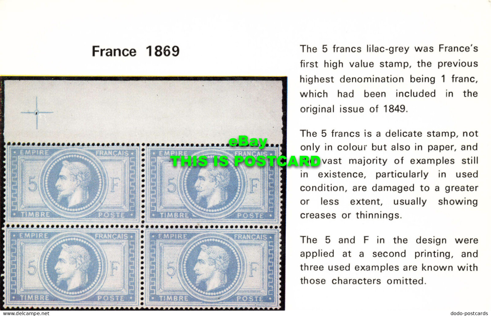 R574236 France 1869. 5 Francs Lilac Grey. A Souvenir Of British Philatelic Exhib - Wereld