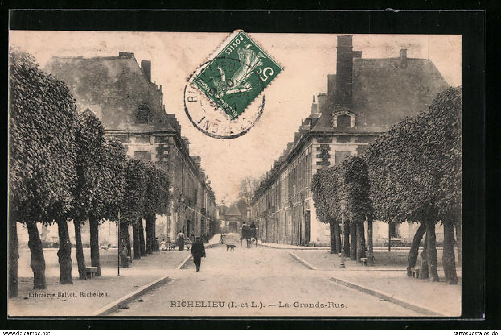 CPA Richelieu, La Grande-Rue, Vue De La Rue  - La Riche