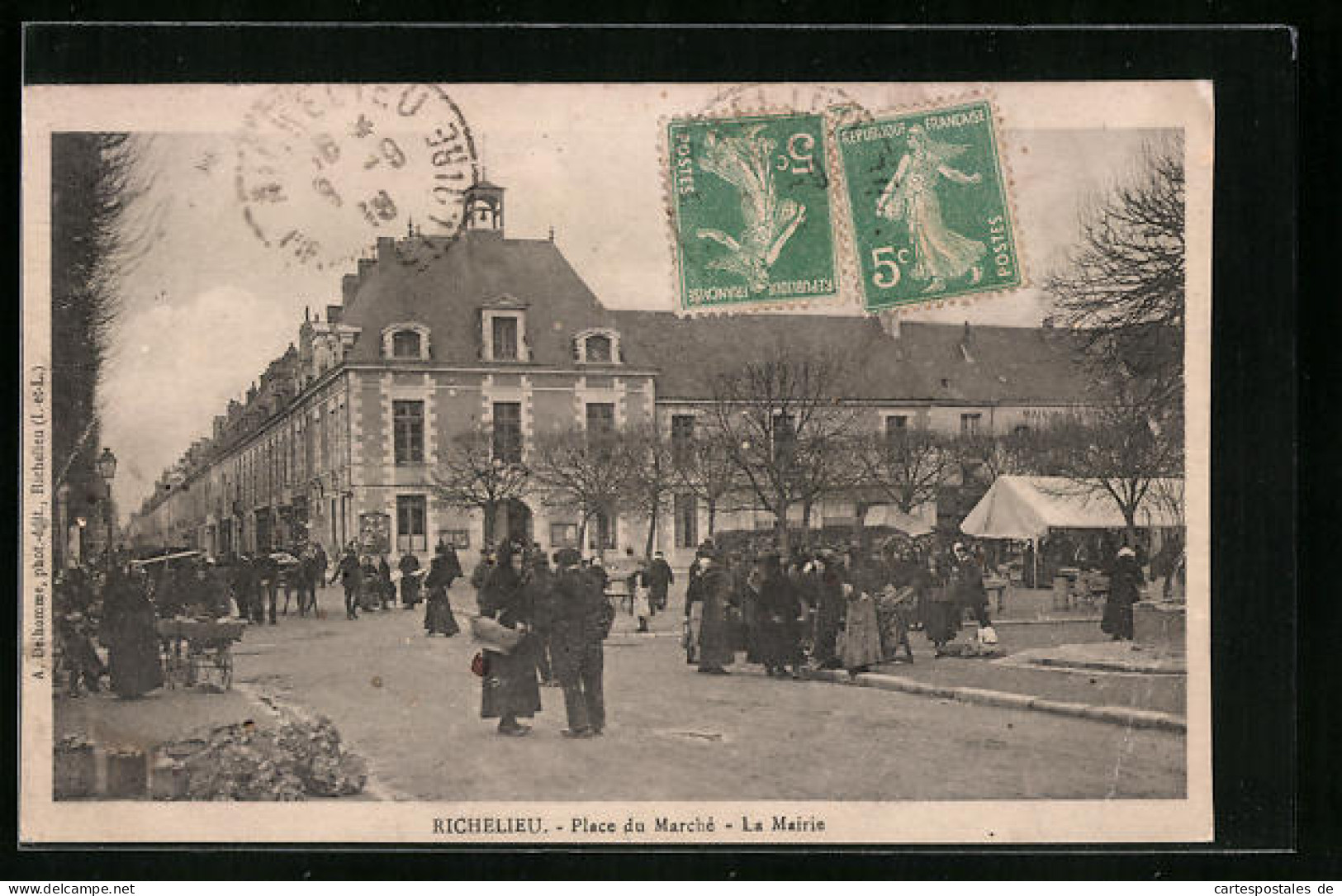 CPA Richelieu, Place Du Marché, La Mairie  - La Riche